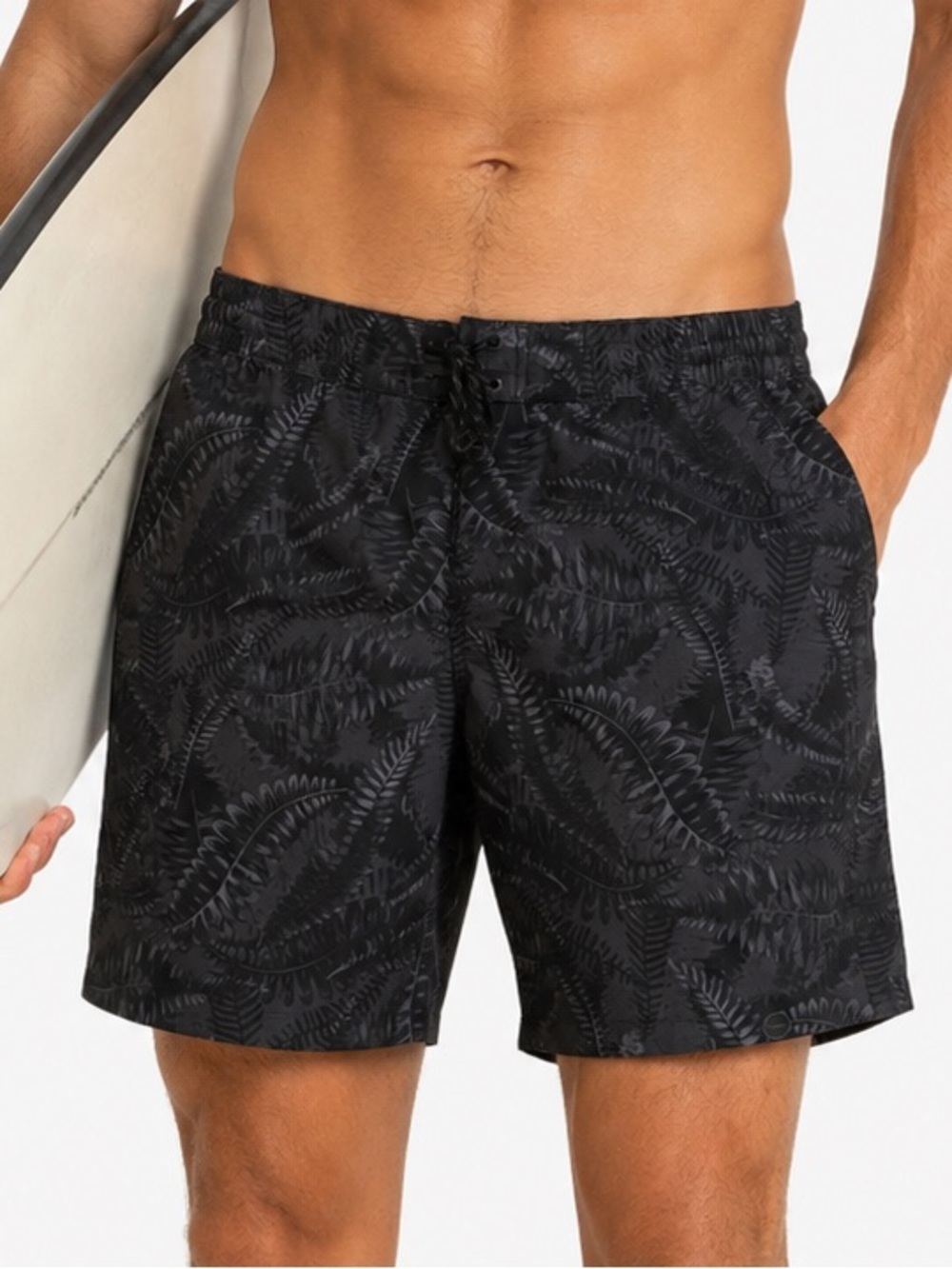 Far West Men's Black Patterned Mesh Lined Swim Trunks Swimwear Size Medi…